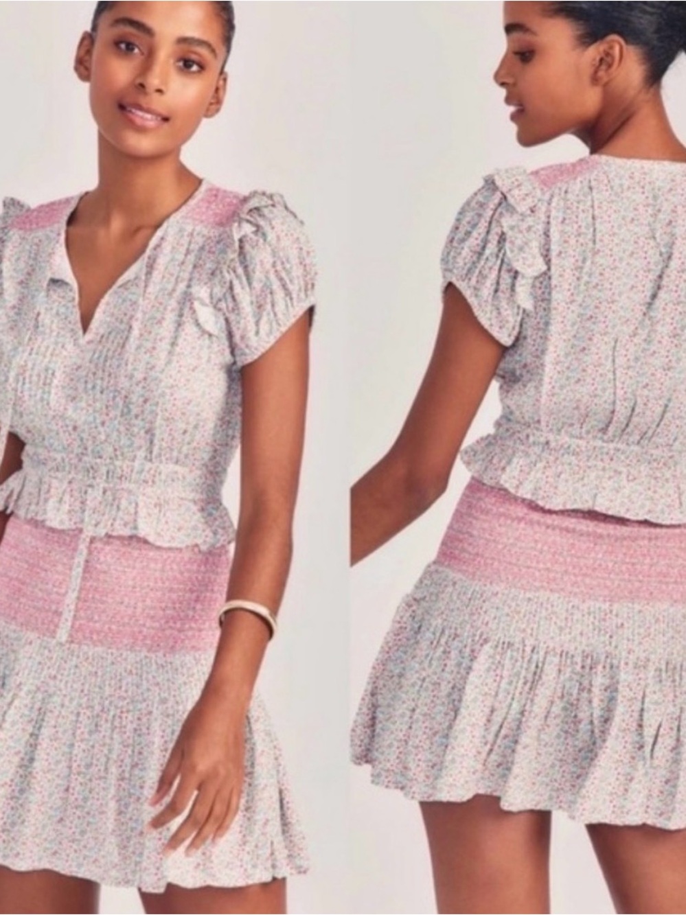 LoveShackFancy Toto confetti mix mini dress Pink Floral
